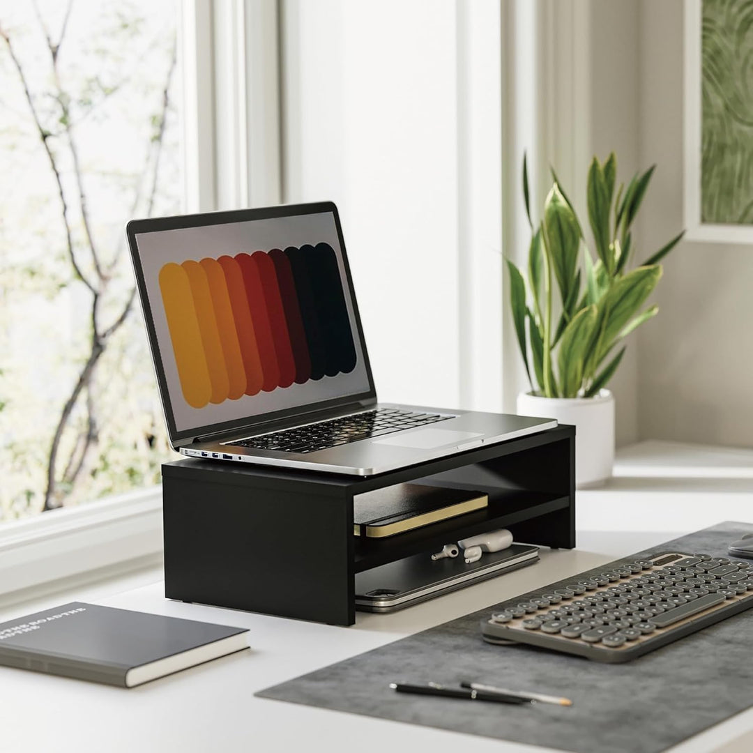 FITUEYES Monitorständer Bildschirmständer aus Holz Ergonomischem Laptop-Druckerständer für Monitor L