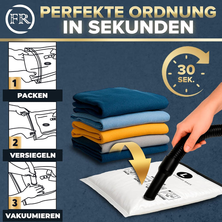 FiRiO® Vakuumbeutel für Kleidung I 6 STÜCK I Grösse L: 80x60cm I Vacuum Bags for Clothing I Staubsau