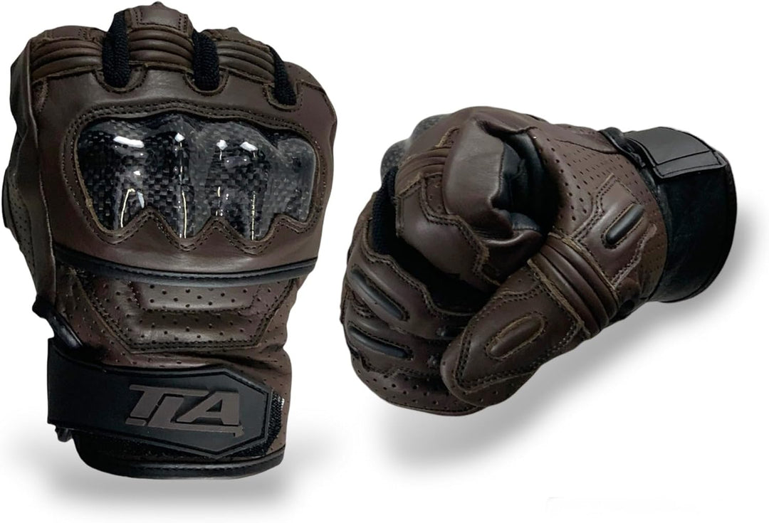 TLA NOX Leder-Motorradhandschuhe mit CE-geprüftem Knöchelschutz, Grössen bis 4XL für Männer und Frau