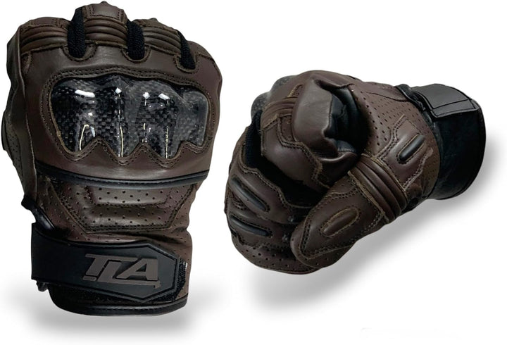 TLA NOX Leder-Motorradhandschuhe mit CE-geprüftem Knöchelschutz, Grössen bis 4XL für Männer und Frau