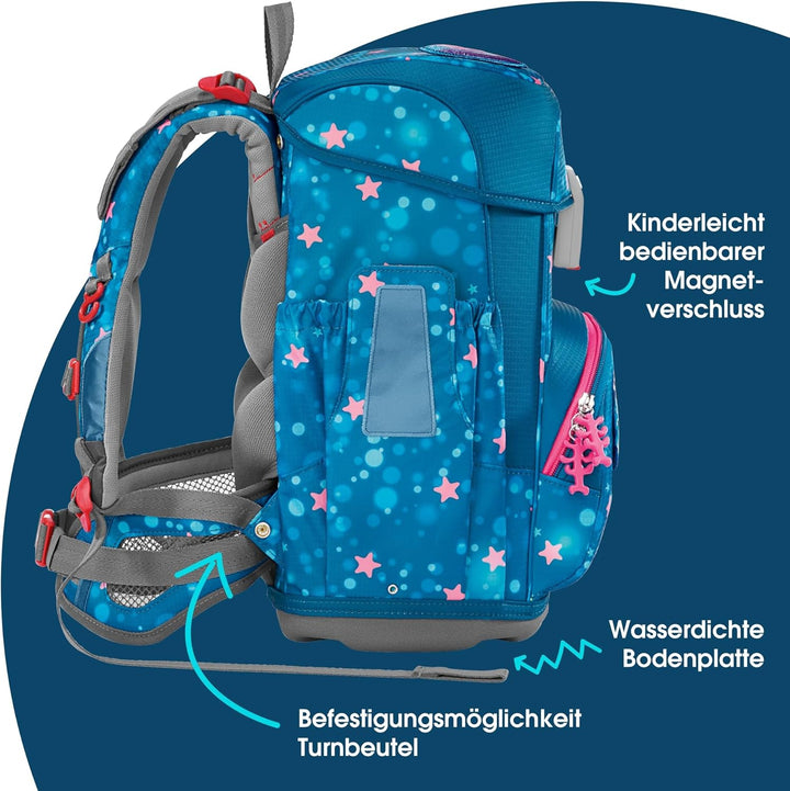 Step by Step Schulranzen-Set Cloud, 5-teilig, ergonomischer Tornister mit Reflektoren, höhenverstell