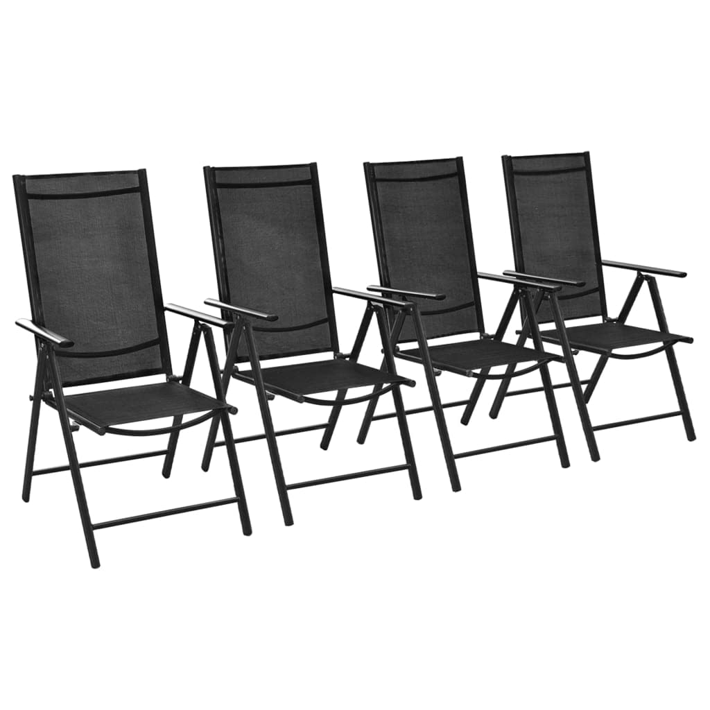 vidaXL 4X Gartenstuhl Alu 54x73x107 cm Klappstuhl Hochlehner Campingstuhl Stuhl Schwarz 4/4, Schwarz
