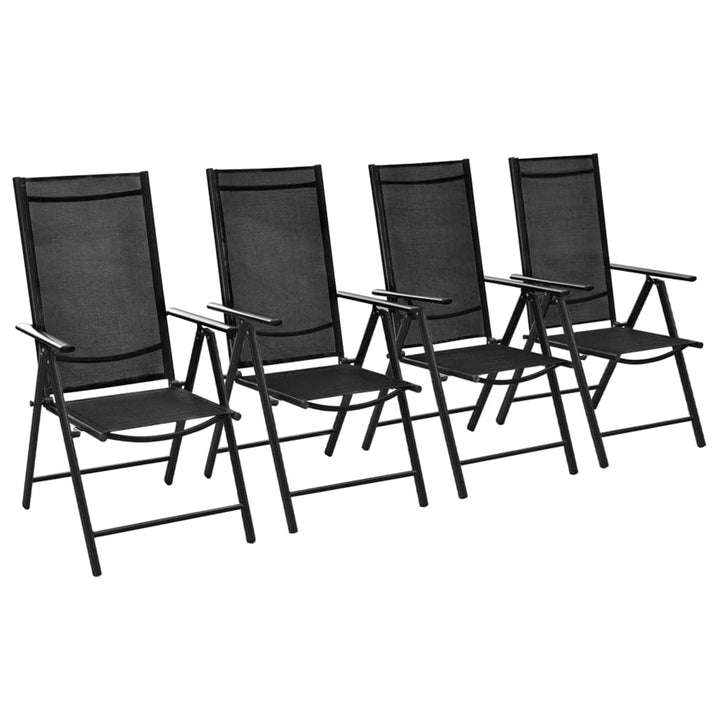 vidaXL 4X Gartenstuhl Alu 54x73x107 cm Klappstuhl Hochlehner Campingstuhl Stuhl Schwarz 4/4, Schwarz