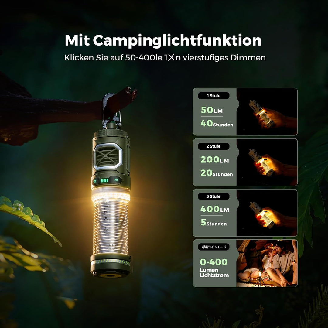 FLEXTAILGEAER Tiny Repeller S, Tragbarer Elektrischer Mückenschutz, mit Campinglampe (Atemlicht, bis