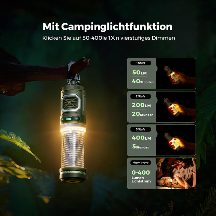 FLEXTAILGEAER Tiny Repeller S, Tragbarer Elektrischer Mückenschutz, mit Campinglampe (Atemlicht, bis
