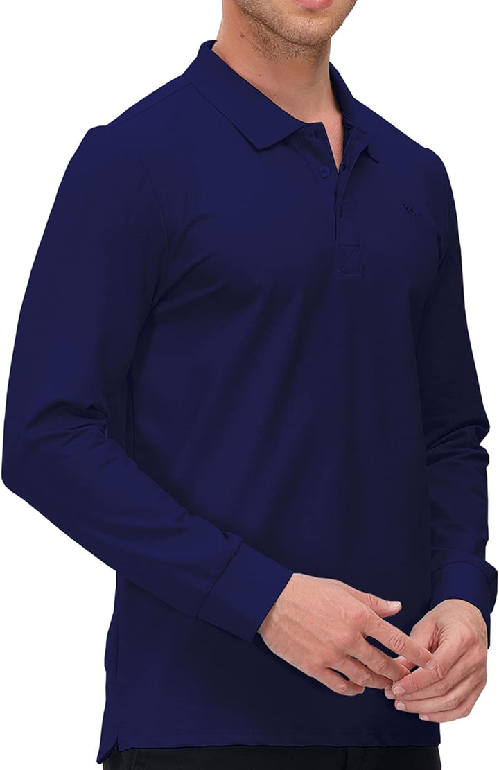 MoFiz Herren Poloshirt Langarm Baumwolle Polohemd Freizeit Polo Golf Wintershirts mit Kragen M Marin