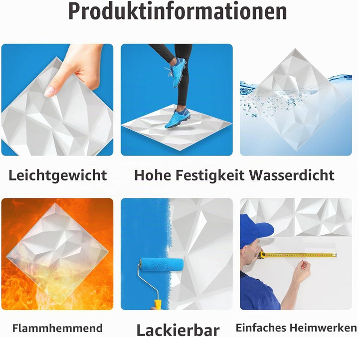 LeapBeast 3D Wandpaneele,Platten Paneele,POLYSTYROL MATERIAL 30 * 30cm Matt weiss, Dauerhaft, Nicht