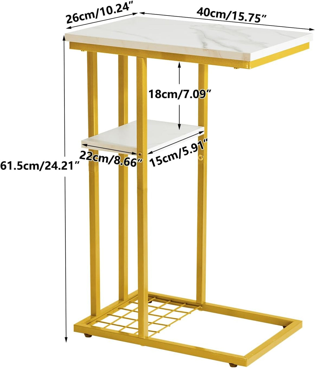 YMYNY Beistelltisch Kaffeetisch C-Form, Eleganter Kleiner Sofatisch, Industrie-Design, Sofatisch 40