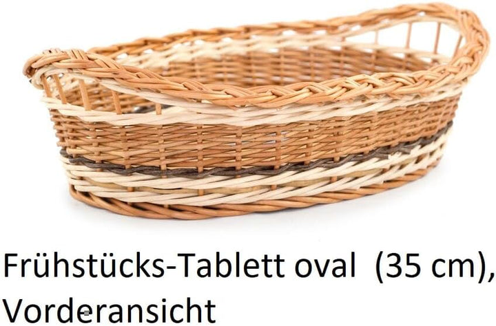 Manufaktur Martinshof Frühstücks-Tablett oval (35 cm) LxBxH 35cm x 23cm x10cm Weide, geflochten; Trä