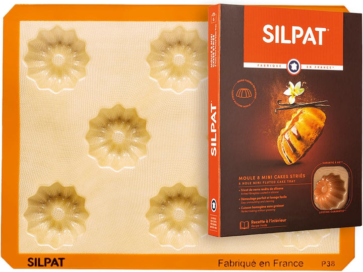 Silpat ES-02462-99 Perfect Fluted Cake Mold Geriffelter Mini-Kuchen, Silikon, farblos