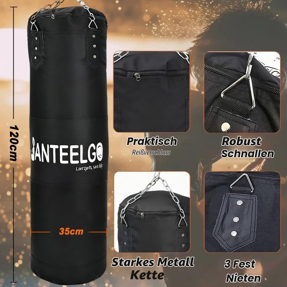 Boxsack Hängend für Erwachsene Kinder Ungefüllt: JanTeelGO 120cm Oxford Stoff Boxing Punching Bag Se