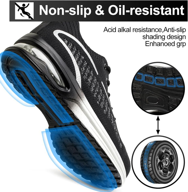 YEKOYIOO Sicherheitsschuhe Herren Damen Arbeitsschuhe mit Stahlkappe Sneaker Schutzschuhe 40 EU Grau