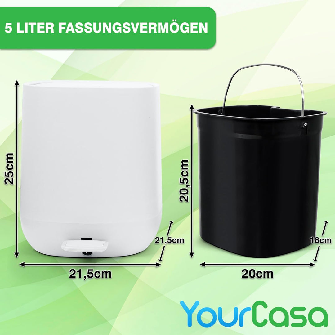 YourCasa Mülleimer Bad [5L] - Elegantes Design - Badeimer - Kosmetikeimer Badezimmer Klein - Badmüll