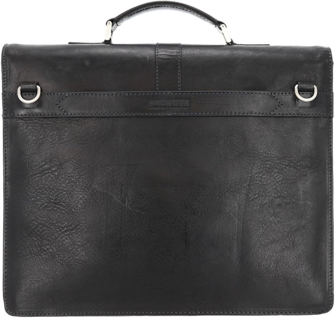 Leonhard Heyden Bergamo Aktentasche Leder 40 cm Laptopfach Schwarz, Schwarz