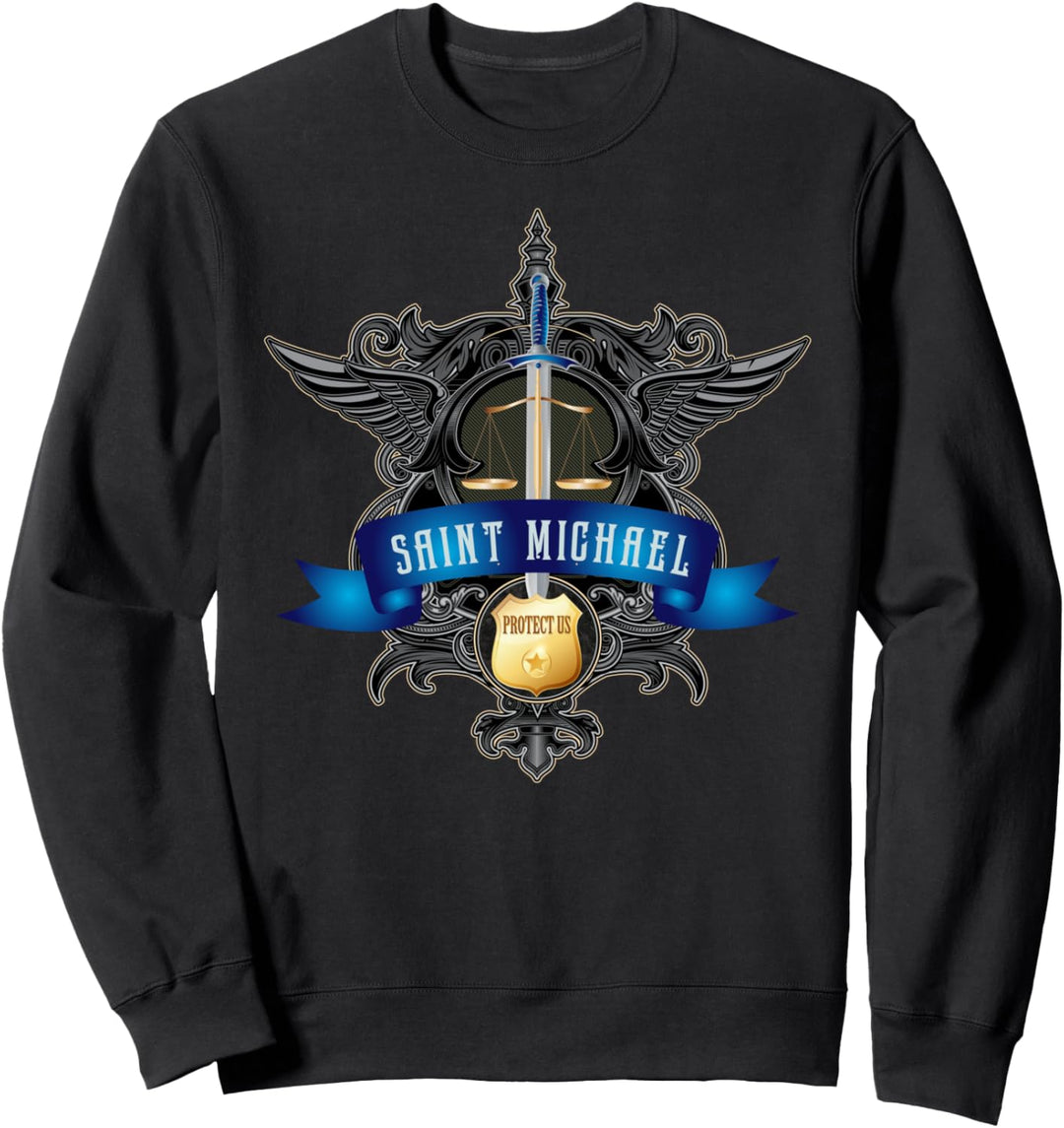 St. Michael Schutzpatron der Polizeibeamten Thin Blue Line Sweatshirt