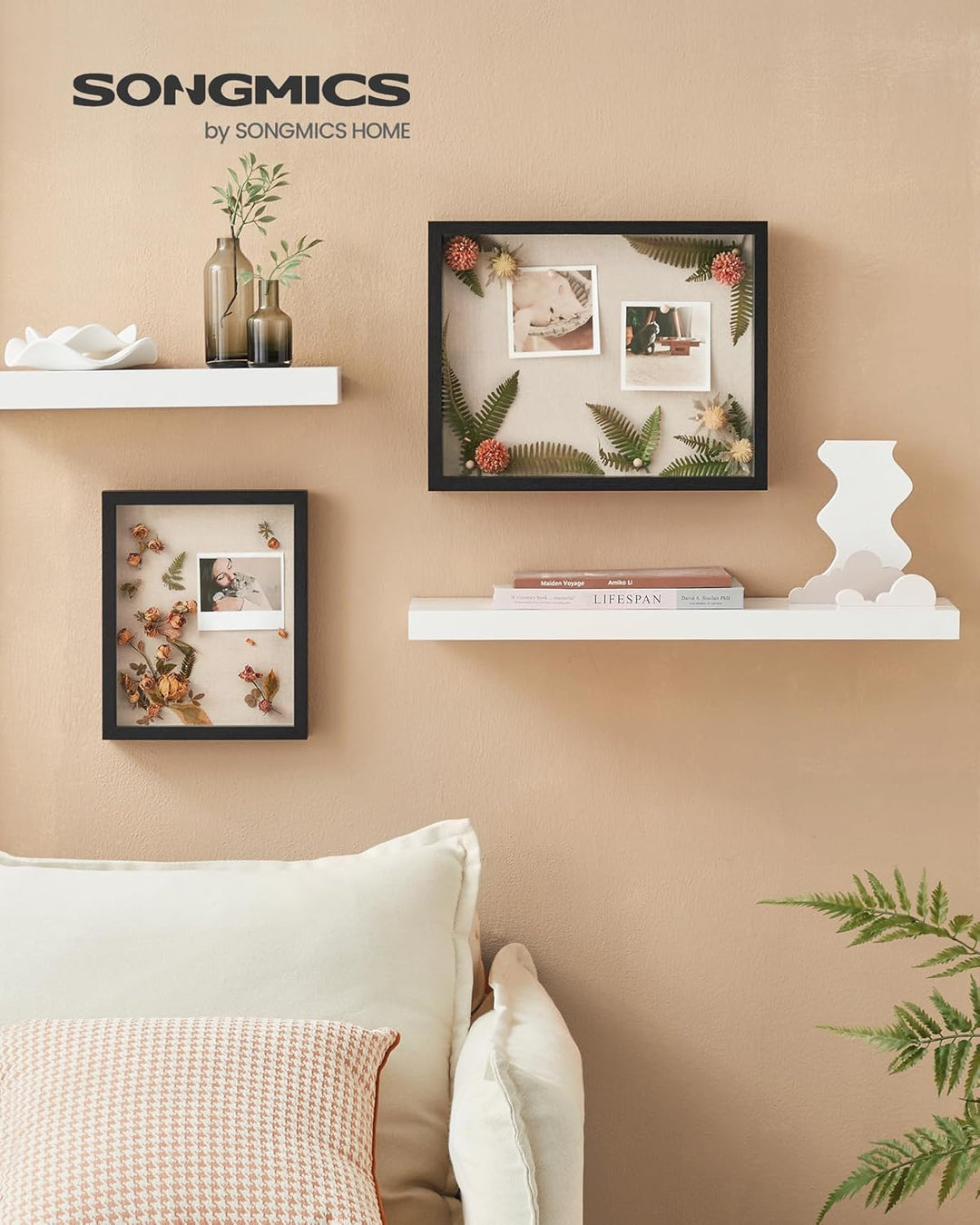 SONGMICS 3D Bilderrahmen zum Befüllen, Fotorahmen mit Schnur, Klammern, Stecknadeln, DIY, Schaumstof