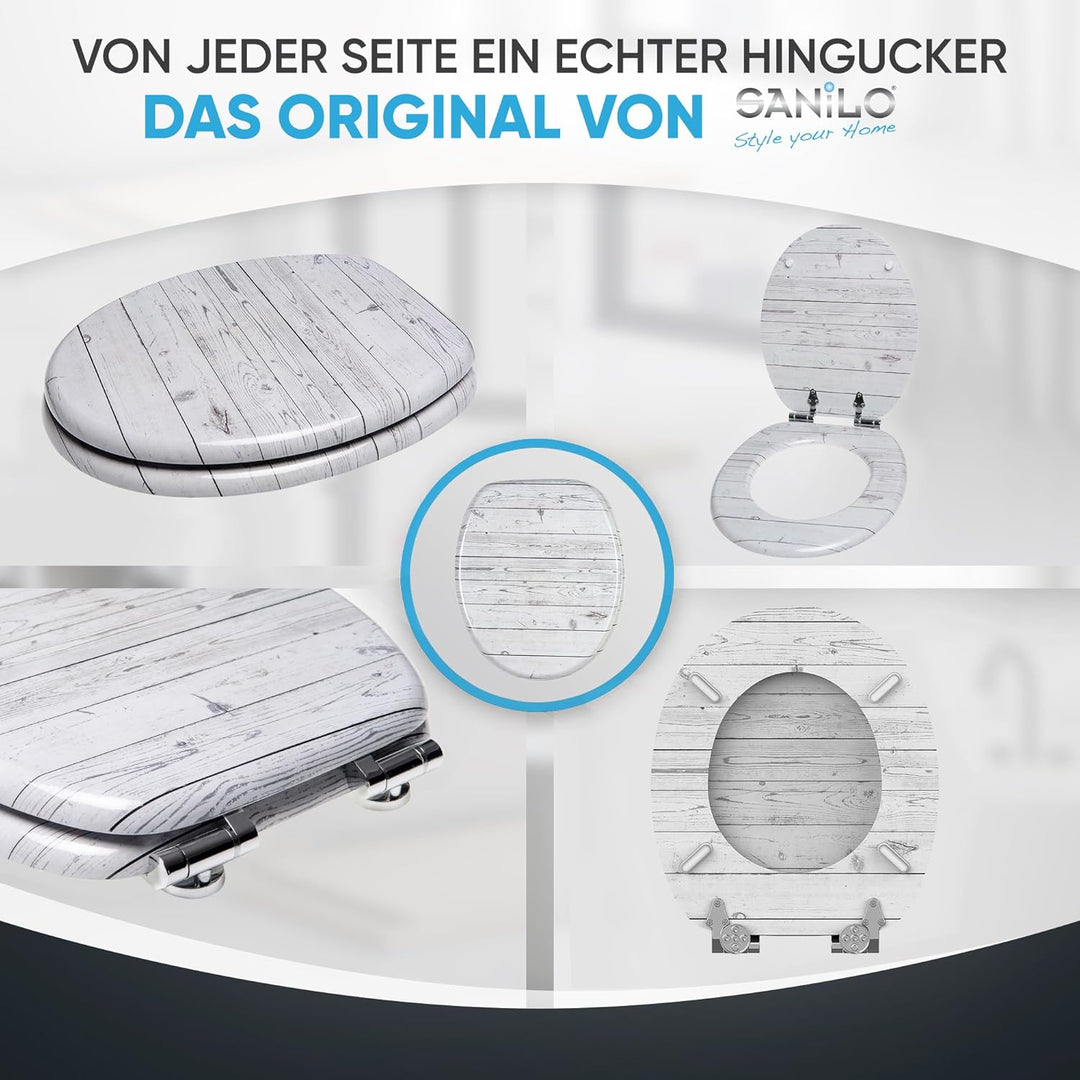 Sanilo WC Sitz mit Absenkautomatik, viele schöne Holz Toilettendeckel zur Auswahl, hochwertige und s