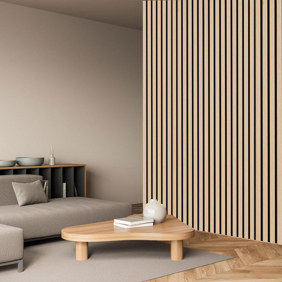 Fiqops 4X Akustikpaneele Holz 120x60cm Wandpaneele aus Holzfunier und Filz,Holzpaneele Eichenholz,Wa