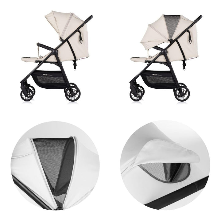 Chipolino Kinderwagen Blossom Stossdämpfer verstellbare Rückenlehne Korb bis 22kg beige, beige