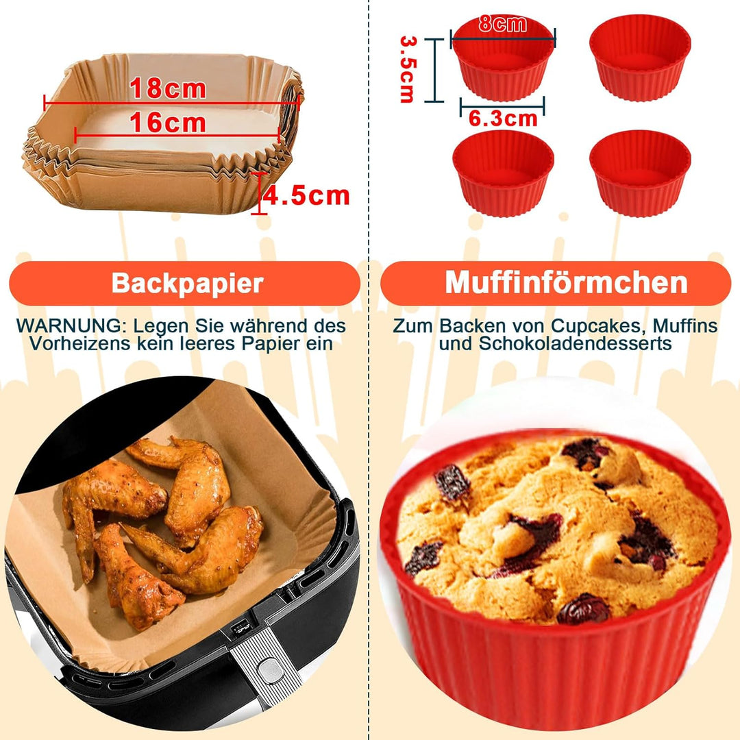 Airfryer Zubehör für Philips Essential 4,1L (HD9252, HD9255, HD9200), 5 Stück Wiederverwendbar Heiss