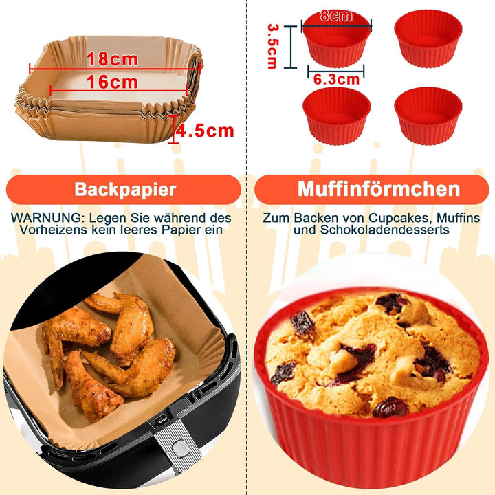Airfryer Zubehör für Philips Essential 4,1L (HD9252, HD9255, HD9200), 5 Stück Wiederverwendbar Heiss