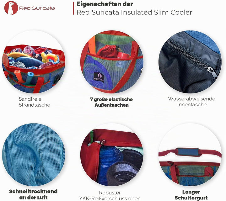 Red Suricata Ra-rso-lamebeba1 Netz-Strandtasche Blau/Rot, Blau/Rot