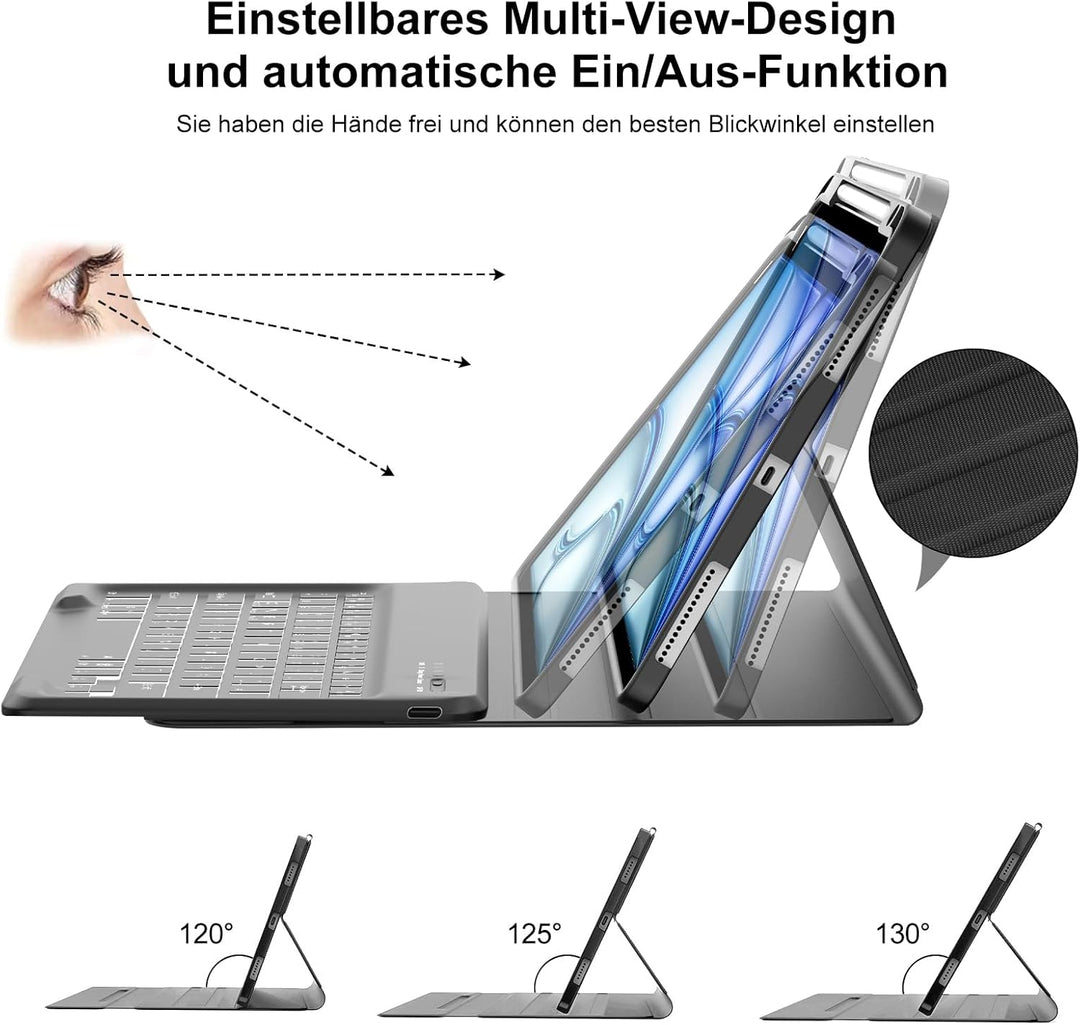 IVEOPPE Tastatur für iPad Air 13 (2025/2024), Hülle mit Tastatur für iPad air 13 Zoll M3/M2, 7-Farbi