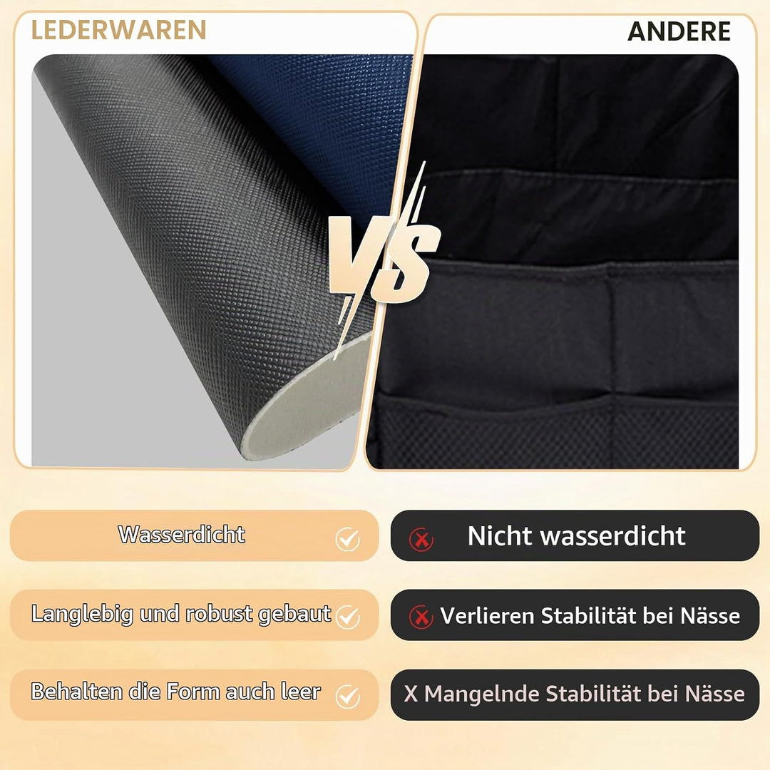 Modulares 2-in-1 Auto Kofferraum Organizer mit Deckel, Stabiler Zuggriff, Strapazierfähiges Leder, A