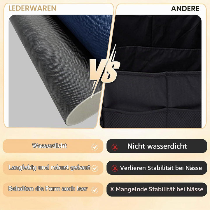 Modulares 2-in-1 Auto Kofferraum Organizer mit Deckel, Stabiler Zuggriff, Strapazierfähiges Leder, A