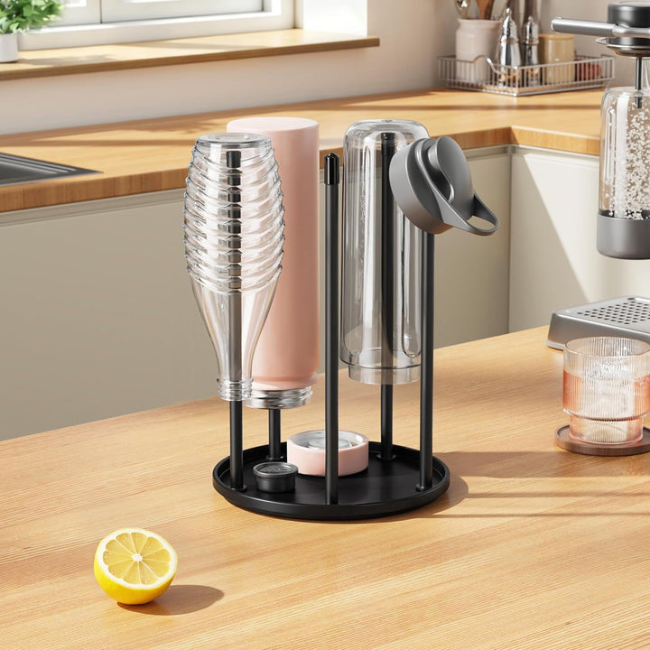Flaschenhalter für SodaStream Crystal – Keramik Abtropfständer mit Abtropfgestell und Abtropfwanne f