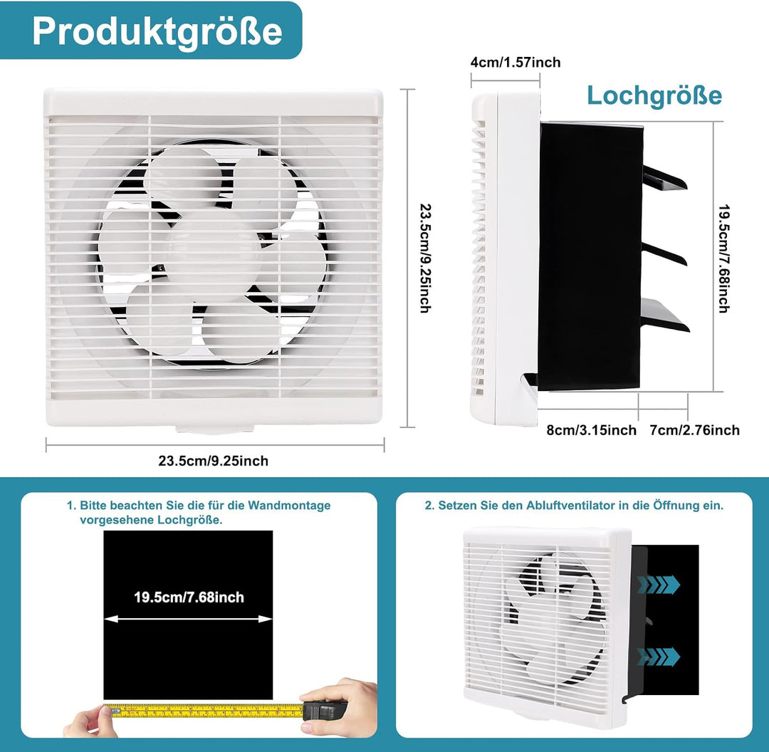 Shutter Ventilation Fan, leiser Lüftungsventilator mit 2,5 m Netzkabel, ideal für Zuhause Badezimmer