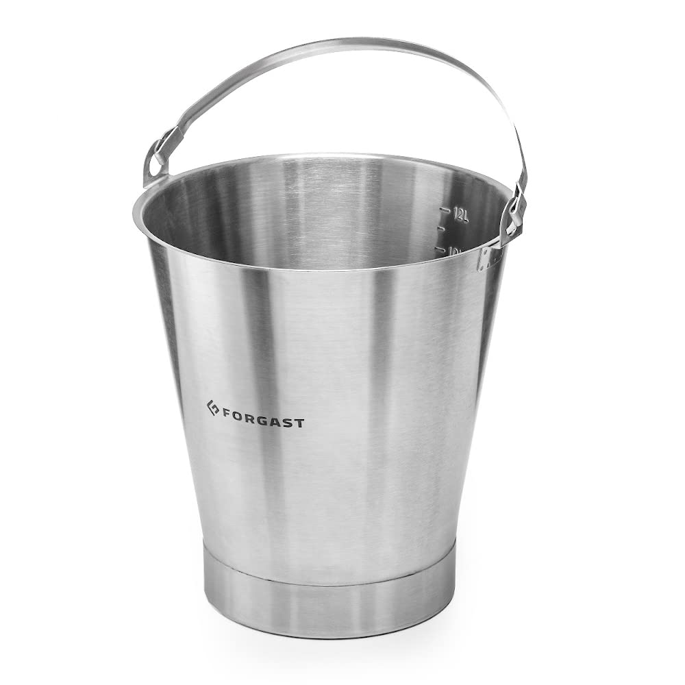 Forgast Eimer aus Edelstahl mit Deckel und Ring | 12L Liter | Kücheneimer | Milcheimer | Edelstahlei