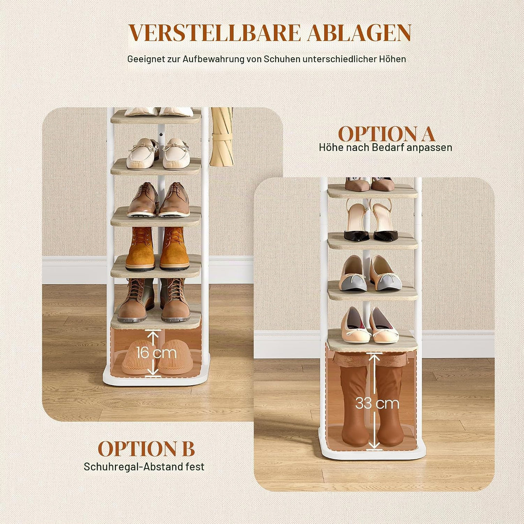 Schuhregal, 10-Stockige Schuhablage Schmal, Vertikales Schuhregal, Verstellbar Ablage, für Eingangsb