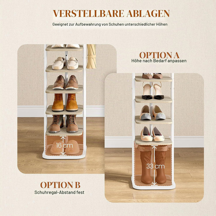 Schuhregal, 10-Stockige Schuhablage Schmal, Vertikales Schuhregal, Verstellbar Ablage, für Eingangsb