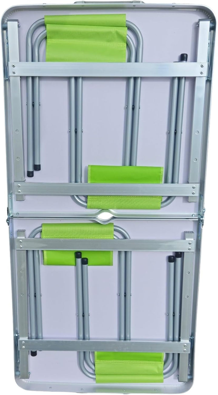 Generisch Faltbarer Campingtisch mit 4 Hockern – Klapptisch höhenverstellbar 54–71 cm – Aluminium Pi