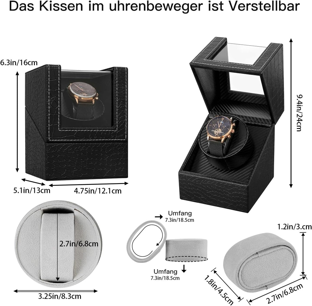 LINGFANSTORE Automatische Uhrenbeweger Box,luxuriöser Single Uhrenbeweger,Uhrengehäuse mit leisem Ma