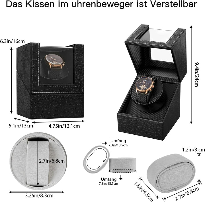 LINGFANSTORE Automatische Uhrenbeweger Box,luxuriöser Single Uhrenbeweger,Uhrengehäuse mit leisem Ma