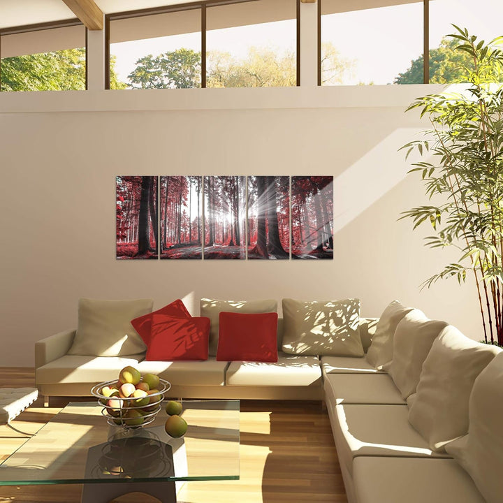 Runa Art Bild Wald Landschaft Wandbilder auf Vlies Leinwand 5 Teilig Wanddekoration Schlafzimmer Woh