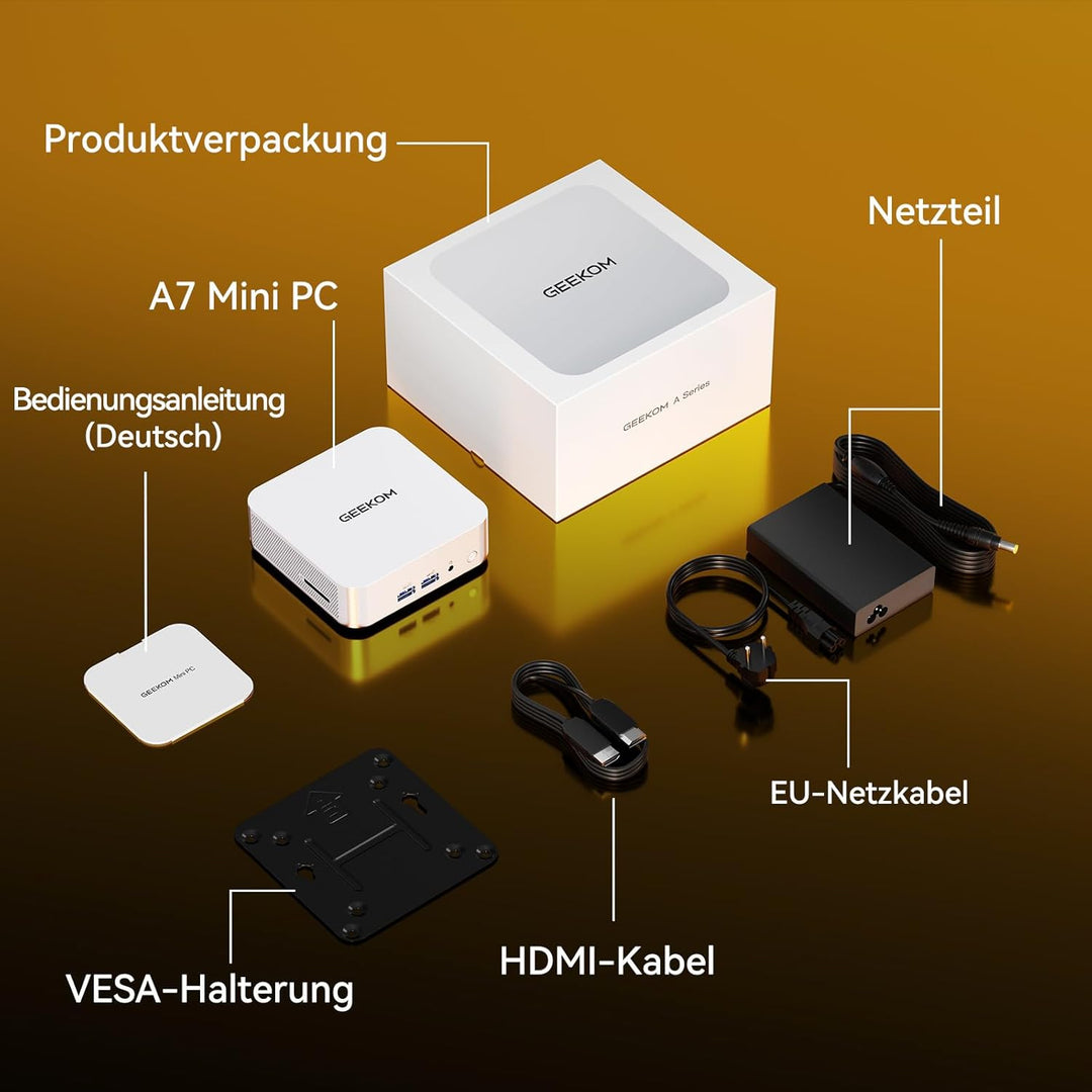 GEEKOM A7 Mini PC, AMD Ryzen 9 7940HS Mini PC Windows 11 Pro (8 Kerne 16 Threads, bis zu 5,2 GHz) 32