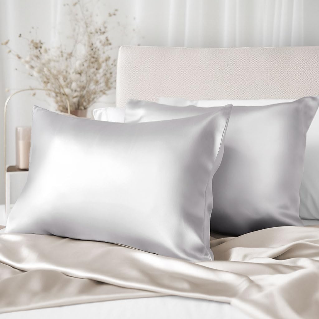 Texbee Seide Kissenbezug 40x60cm für Haar und Haut versteckter Reissverschluss, 1PC Kissenbezug Seid