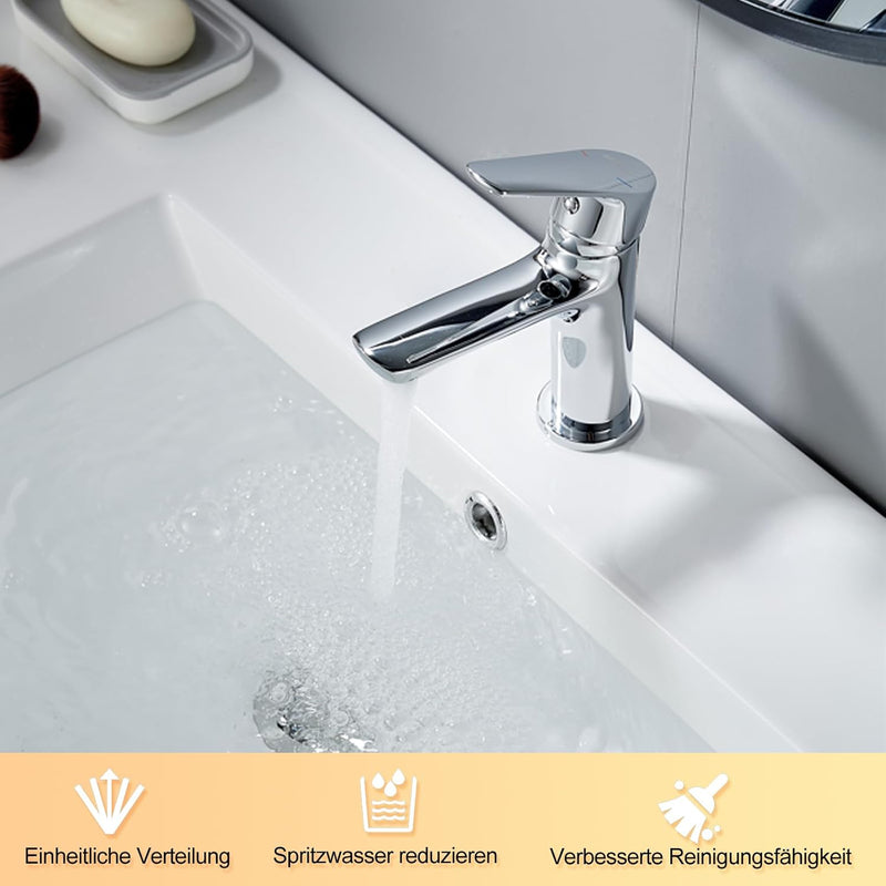 BELZ Wasserhahn Bad, Waschtischarmatur mit Ablaufgarnitur, Waschbecken Armaturen, Armatur Badezimmer