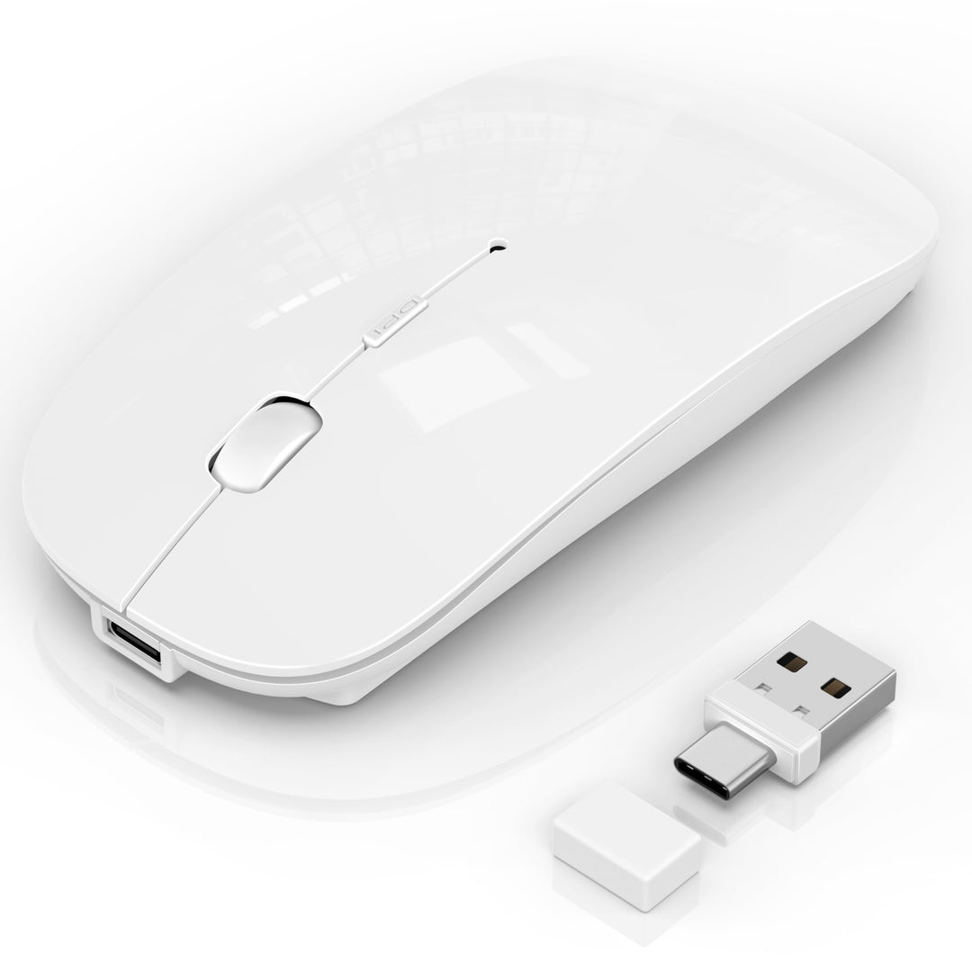 Mouse Wireless Bluetooth 5.2/3.0 e ricevitore USB-A/tipo C 2 in 1, Mouse silenzioso Con modalità jig
