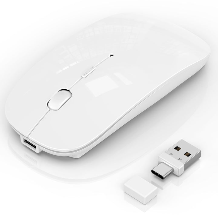 Mouse Wireless Bluetooth 5.2/3.0 e ricevitore USB-A/tipo C 2 in 1, Mouse silenzioso Con modalità jig