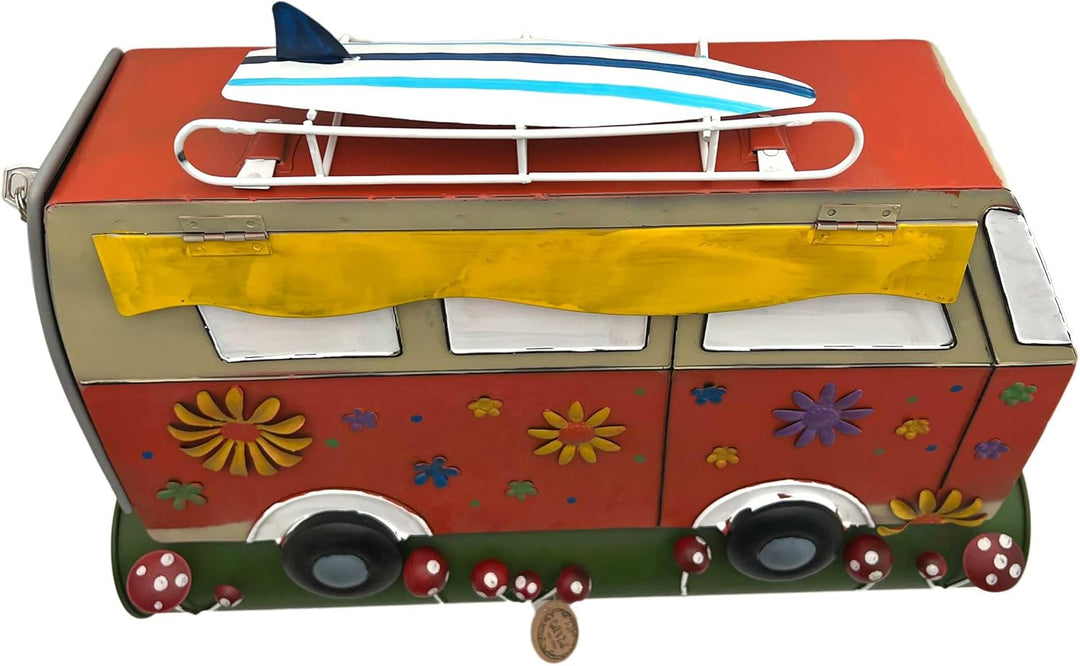 Briefkasten Postkasten Metall bemalt,Wandbriefkasten mit Zeitungsrolle A4, (Campervan rot), Camperva