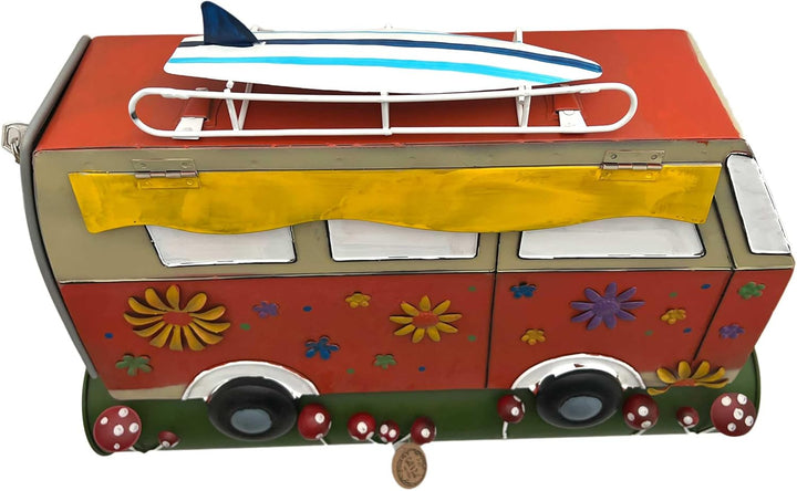Briefkasten Postkasten Metall bemalt,Wandbriefkasten mit Zeitungsrolle A4, (Campervan rot), Camperva