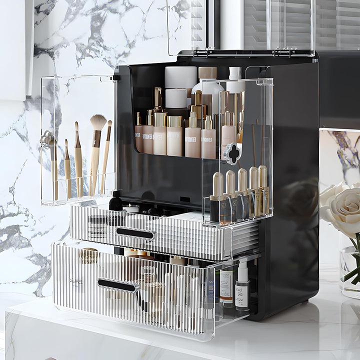 Make Up Organizer Kosmetik Aufbewahrung mit Deckel Schubladen Dustproof Cosmetic Schmink Organizer B