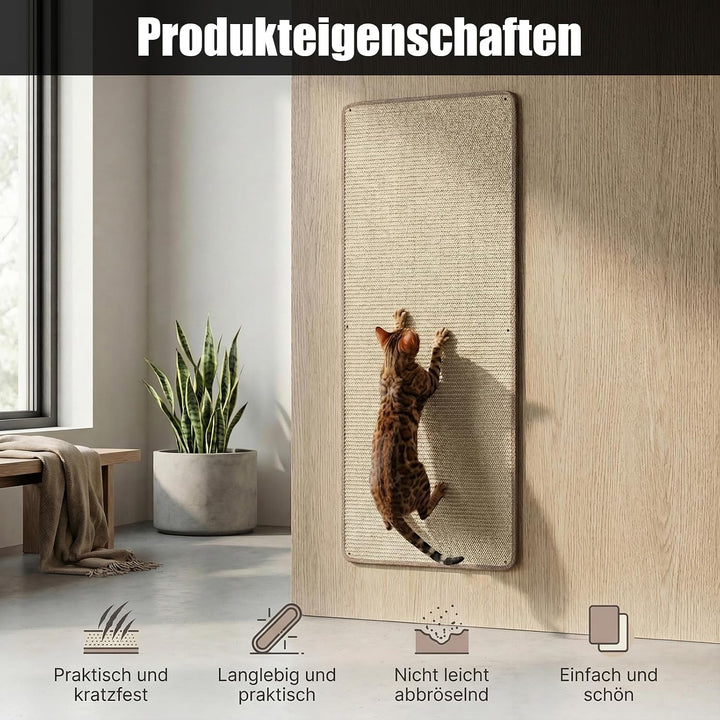 Kratzmatte Katze 40x100cm Natürlicher Sisal Teppich, Selbstklebende Kratzmatte für Katzen, Kratzschu