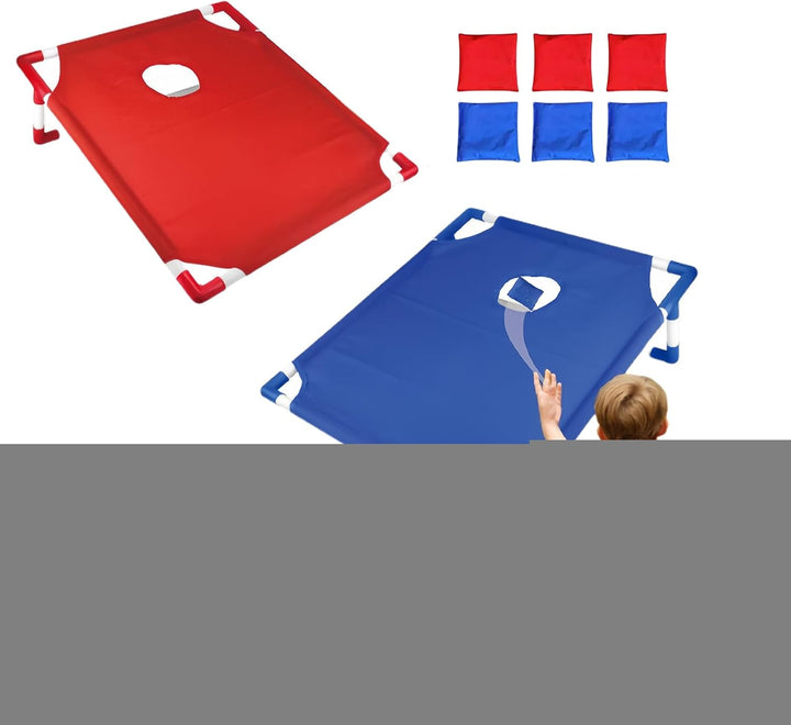 Cornhole Board Set, Portable Bag Toss Game for Kids and Adults, 56 x 50 cm Folding Boards with 6 Bea