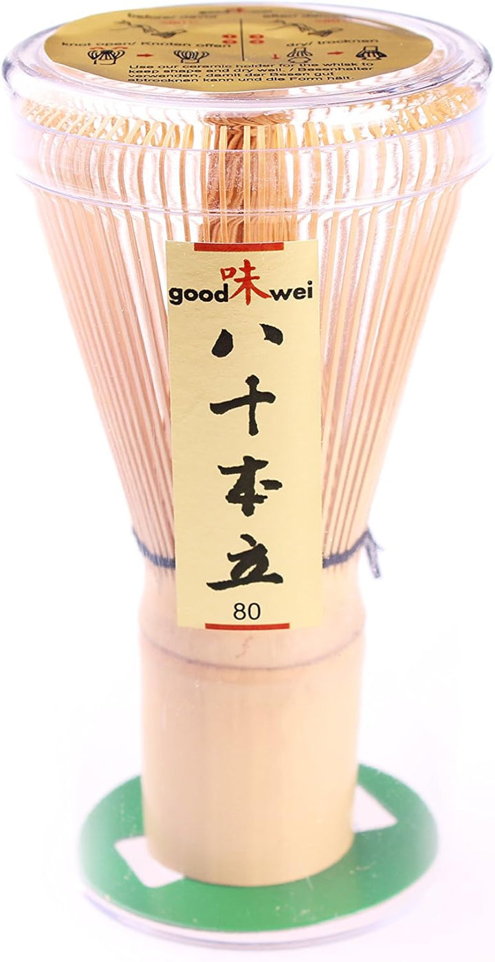 Goodwei Matcha-Set Duo mit Zwei Schalen und Besenhalter (Shiro), Keramik, 2X 180 ml, Shiro