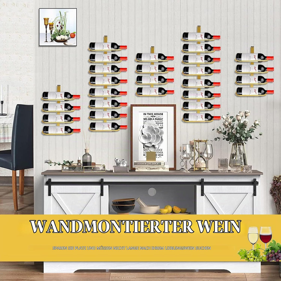 Weinregal Wand Metall, Weinflaschenhalter zur Wandmontage, Weinhalter für 8 Flaschen, Flaschenregal